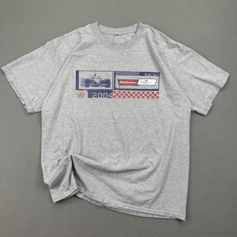 Y2K 2004 F1 Racing Shirt Budweiser BMW Mens Size XL Gray Blue Red
